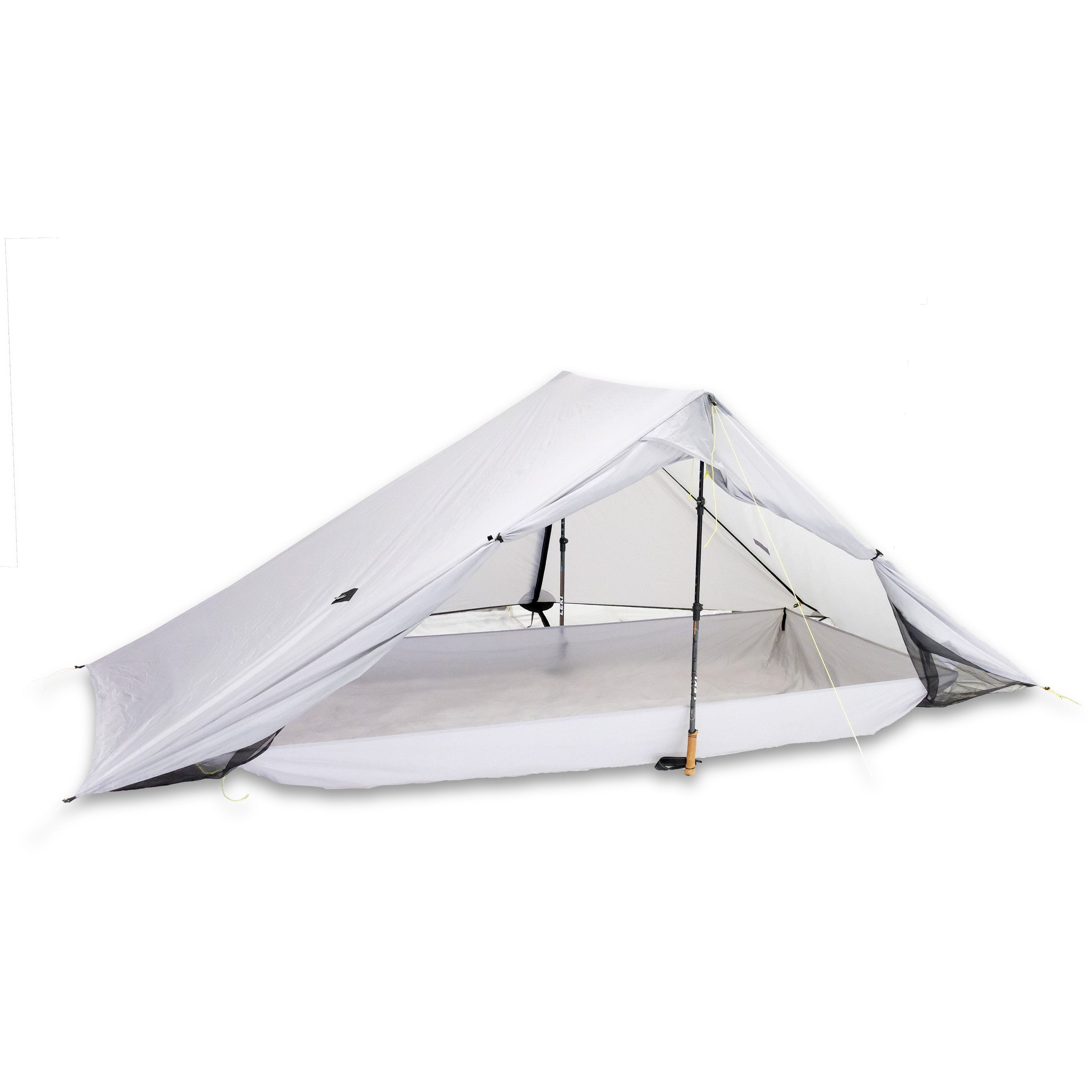 Gray Owyhee Tarp on a white background. Two vestibule doors open