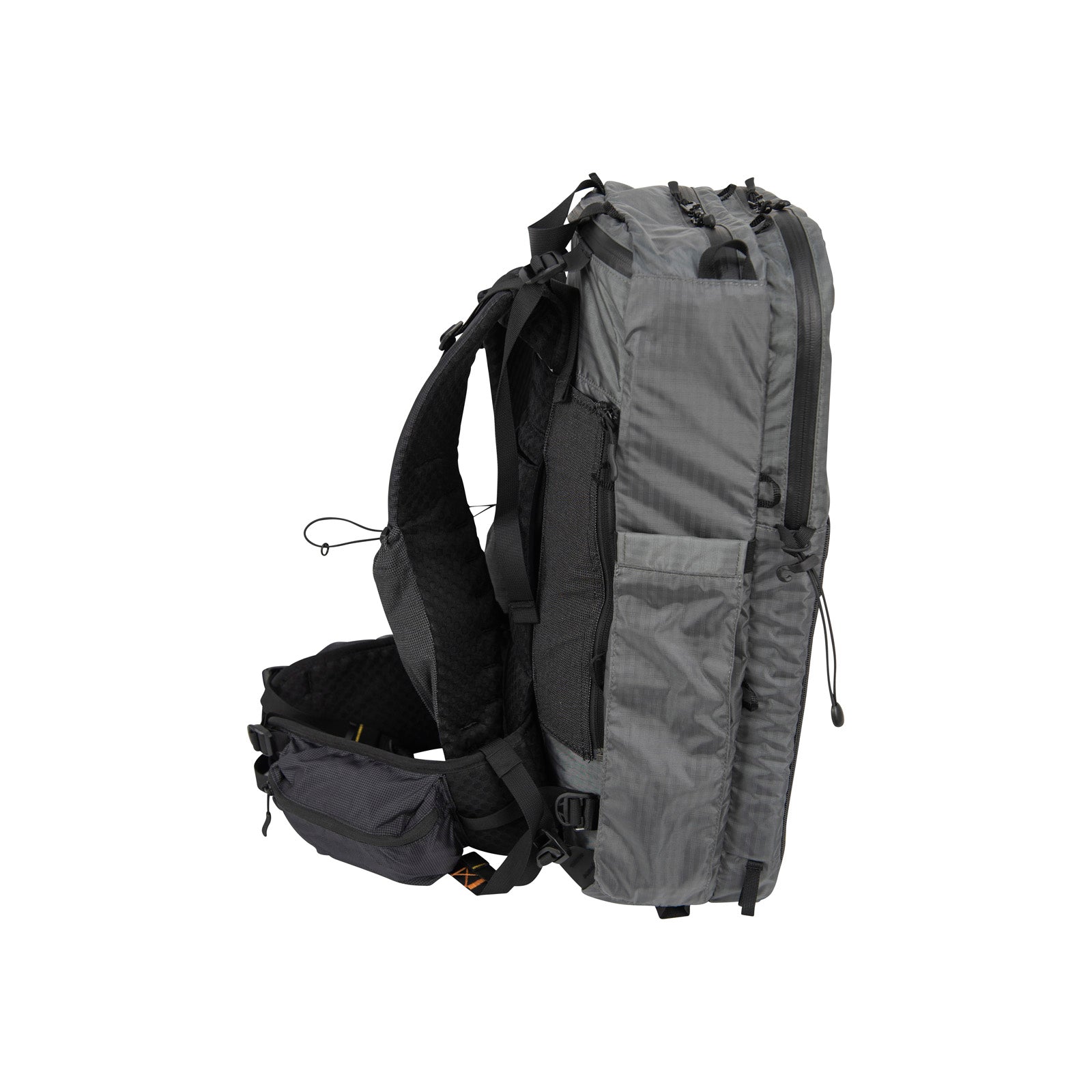ADC Backpack in robic gray showing the left side on a white background