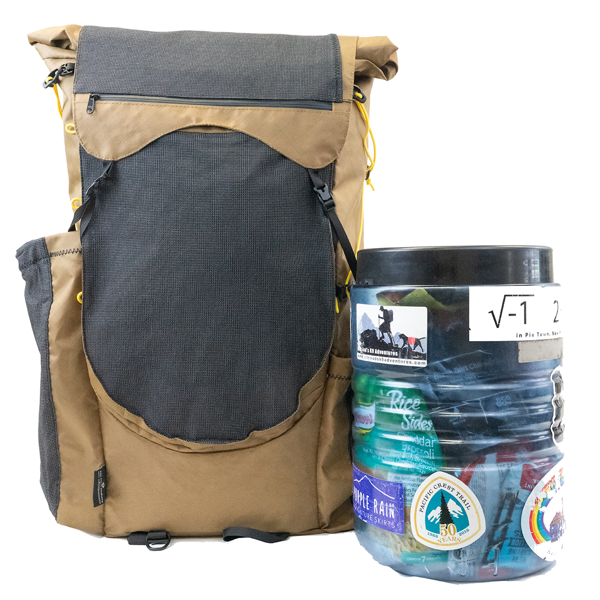 Minimalist V2 Ultralight Backpack with bear canister for size comparison