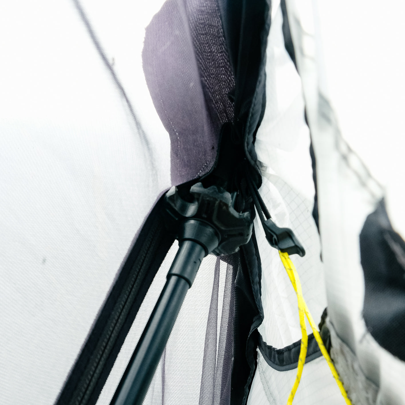 Close up of the pole sleeve for setting up the Haven Tarp.