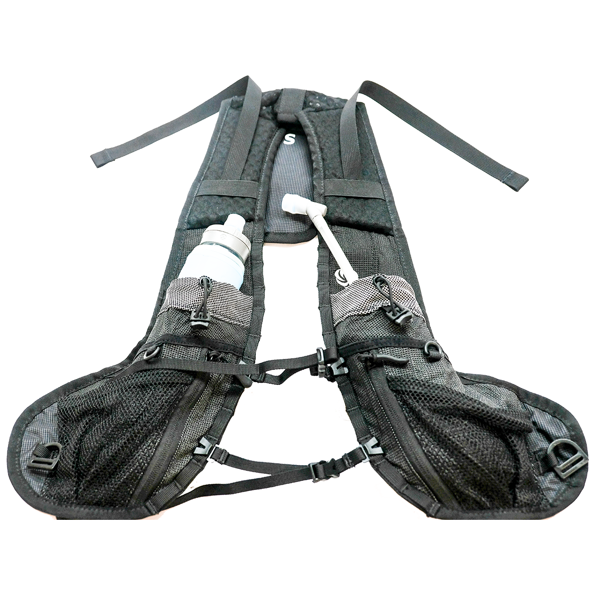 Flight Vest Harness pockets with water bottles
