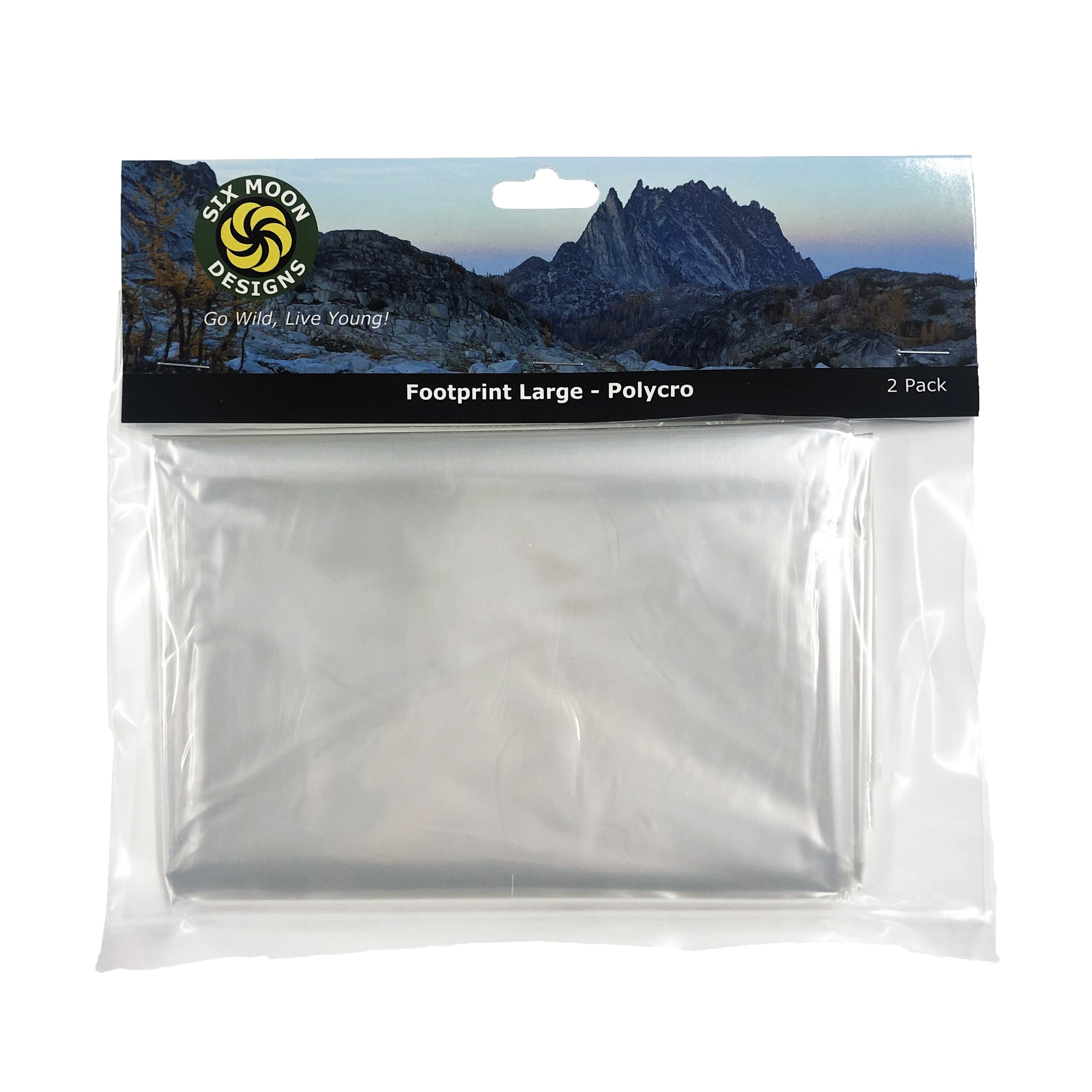 Poly Large folded and inside of a clear plastic bag with a header card on top