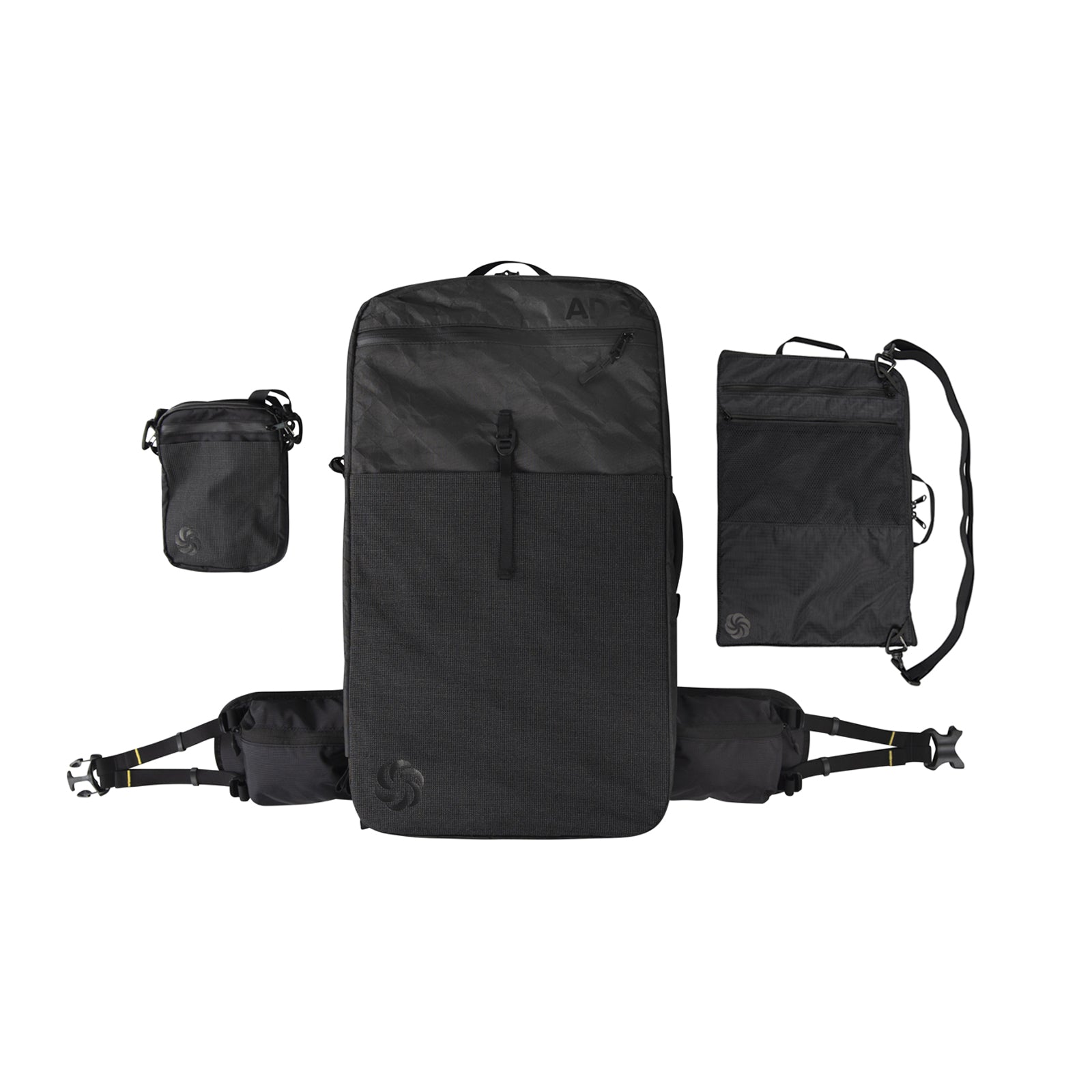 Back ADC Pack with the Passport Pouch and Laptop Sleeve on a white background