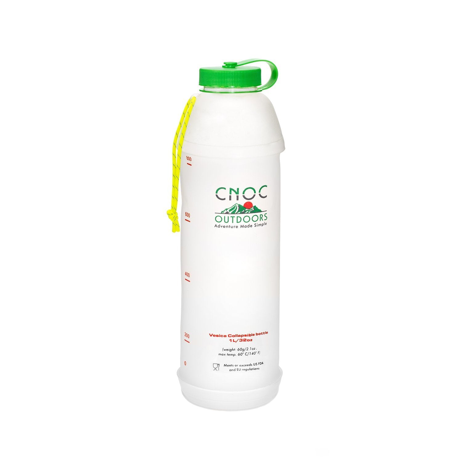 CNOC Vesica with a green lid.  42mm mouth on a white background