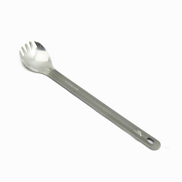 Titanium Long Handle Spork - Silver